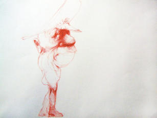 Rötel/Papier, 29.5 x 40